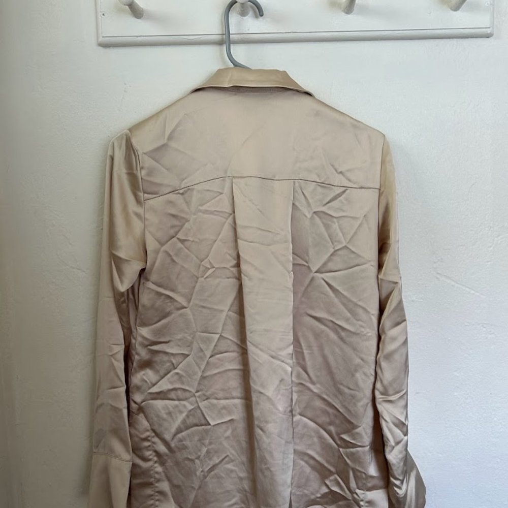 Long Button Down Silk Blouse - image 2